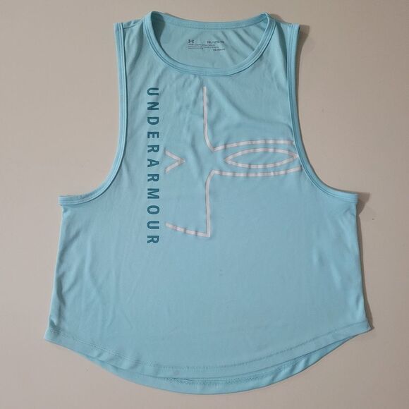 Under Armour Girl's Aqua HeatGear® Graphic Front Tank Top - Picture 1 of 14